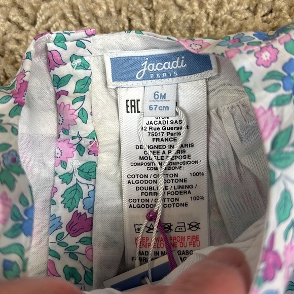 NWT Jacadi Paris liberty fabric floral dress sz 6 months - Picture 4 of 7